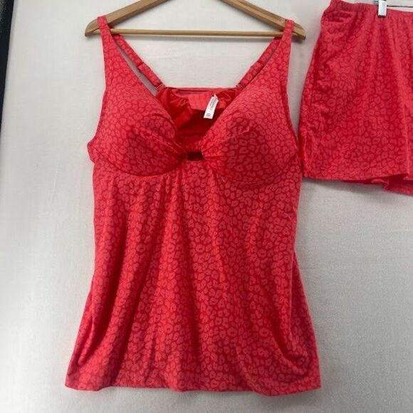 Lane Bryant Tankini Size 42C Top/ 22 Bottom Pink Animal Print Underwire‎ - Picture 2 of 11